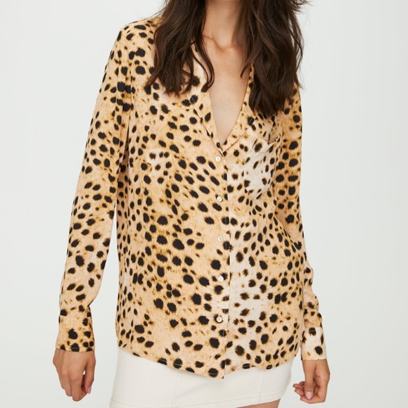 Aritzia Wilfred Free Cheetah Print Button Up Small - Picture 1 of 8